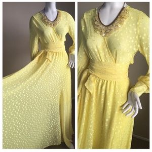 Yellow flowy chiffon like Maxi dress